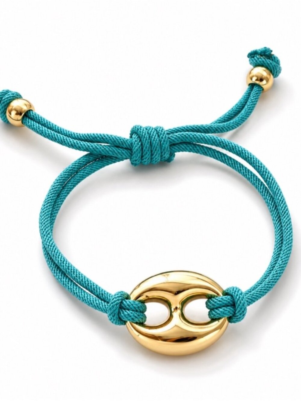 New! Blue Colorful Gold Pig nose Bead Adjustable Bracelet